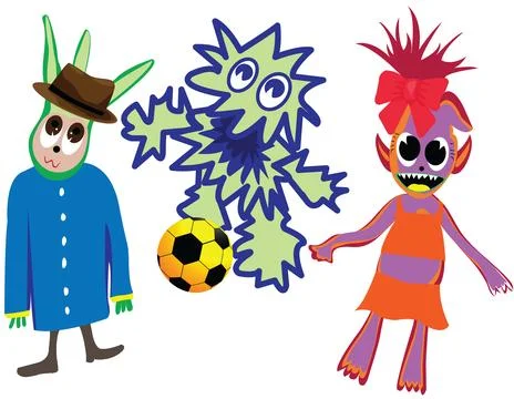 Three bizarre characters Stock Illustration