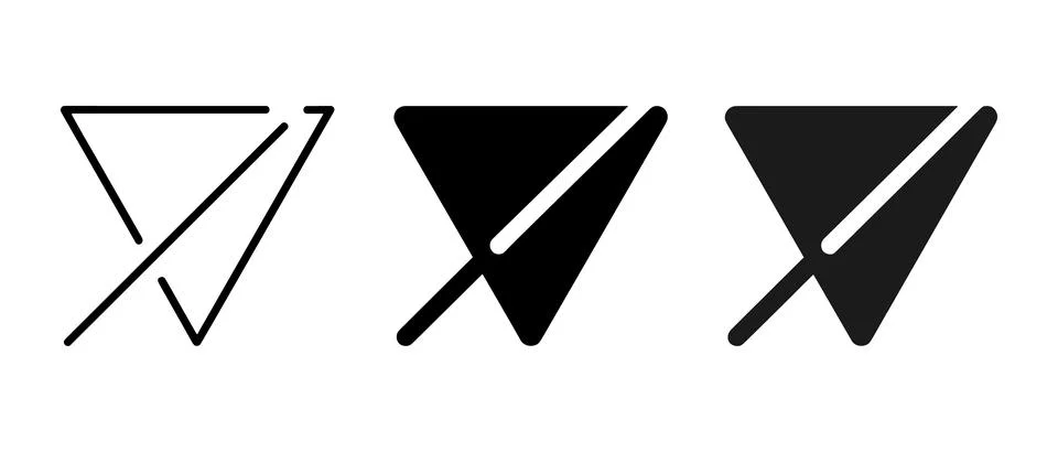 Three black and white abstract geometric shapes with a check mark Illustrazione stock
