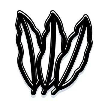 Three black and white feather plumes drawing Illustrazione stock