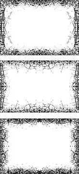 Three black and white frames with ornate designs, Illustrazione stock