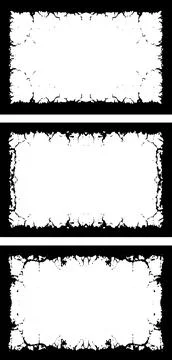 Three black and white frames with a grunge pattern, a set of grunge frames イラスト素材