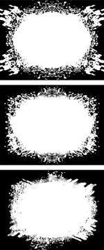Three black and white vertical banners with grunge paint, photo frame set イラスト素材