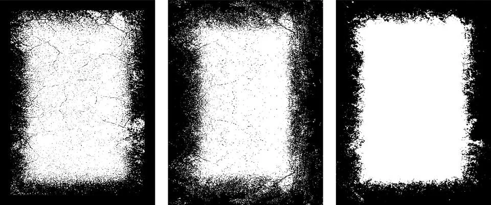 Three black and white vertical banners with grunge paint, photo frame set イラスト素材