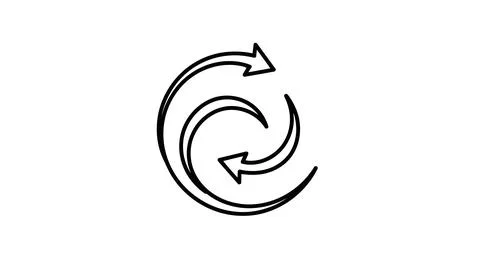 Three black arrows forming a continuous loop in a circular pattern Stockillustratie