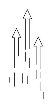 Three black arrows point upwards with dashed lines underneath. Ideal for grow Stock Illustration