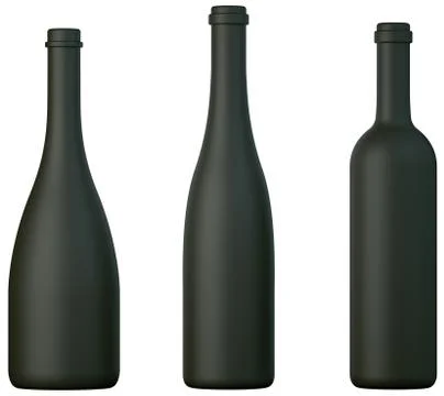 Three black bottles for wine or brandy isolated Stock Illustration