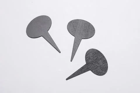 Three black chalkboard speech bubbles on white background Stock Photos