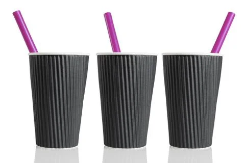 Three Black Coffee Cups Stock Photos