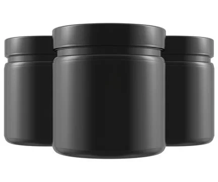 Three black containers with lids Stock Illustration