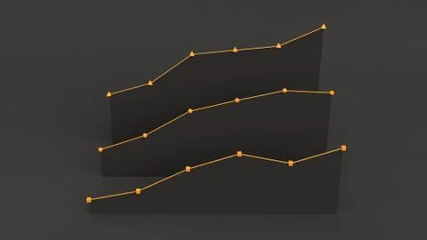 Three black flat linear diagrams on black background Stock Illustration
