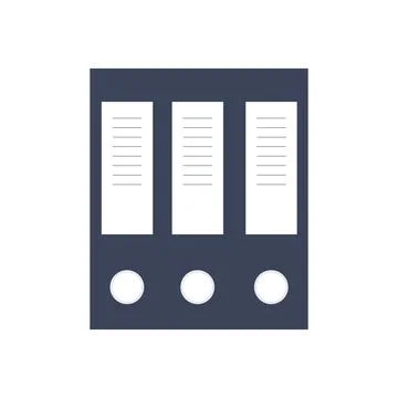 Three black folders with documents in simple style on white background Stock Illustration