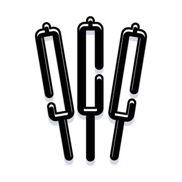 Three black minimalistic cattail plant icons Stock Illustration