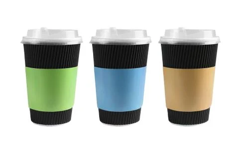 Three Black Paper Cups Stock Photos