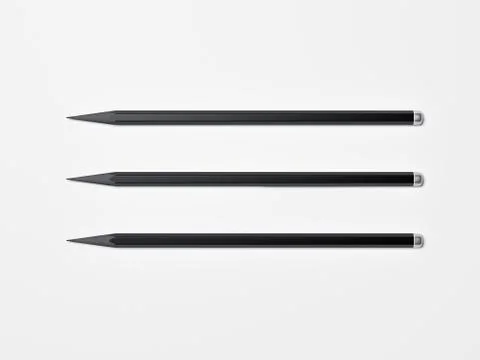 Three black pencils. 3d rendering 스톡 일러스트