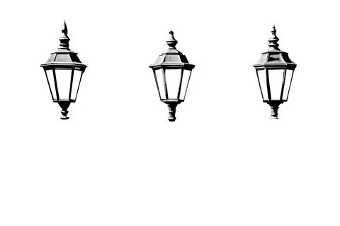 Three black retro lanterns isolated on white Stock Photos