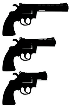 Three black revolvers Stock Illustration