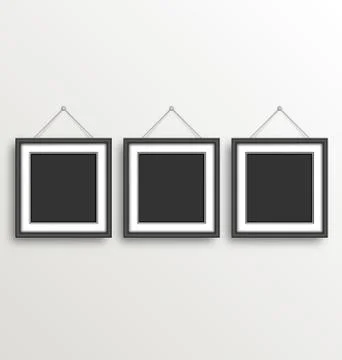 Three Black Simple Modern Blank Frames on Grayscale Stock-Illustration