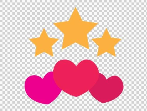 Three Black Stars Hovering Above A Cluster and hearts Ilustração Stock