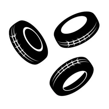 Three black tires Stock Illustration