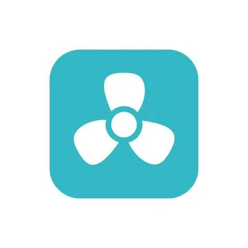 Three blade propeller icon on a rounded square button in turquoise color ve.. Stock Illustration