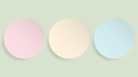 Three of blank 3D pastel circle plate paper cut style on light green backgr.. Stock Illustration