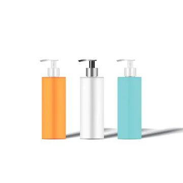 Three blank bottle with pump dispenser Stock Illustration