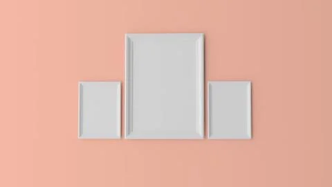 Three blank canvas on wall Stock-Illustration