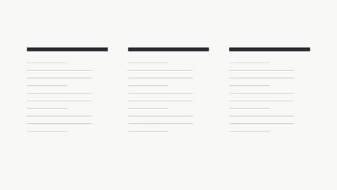 Three blank lined documents with black header bars on white background Stock Illustration