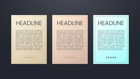 Three blank paper templates with "headline" text for presentations or design Illustrazione stock