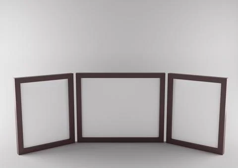Three blank photo frames 3d rendering for mockups イラスト素材