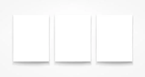 Three blank portrait frames on the wall. 3d vector mockup Illustrazione stock
