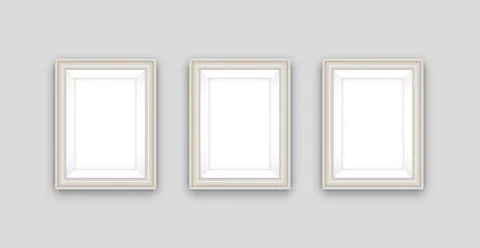 Three blank poster on wall. Gallery, art, exhibit and museum concept Stock Photos