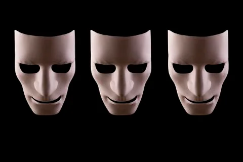 Three blank robot faces on a black background Stock Illustration
