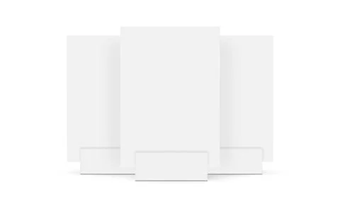 Three Blank Table Tents, Front View, Isolated on White Background Stock Illustration