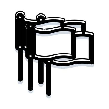 Three blank waving flags on flagpoles Illustrazione stock
