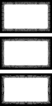 Three blank white banners with black and white patterns, イラスト素材