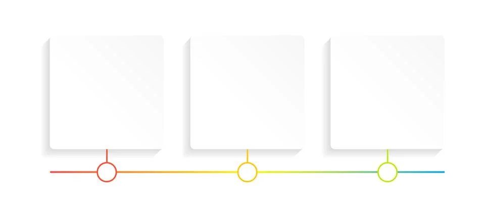 Three blank white square blocks empty infographic template Stock Illustration