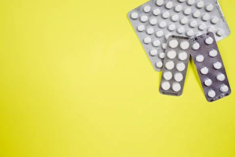 Three blocks of different pills.capsule pills in blister pack.copy space. Health Stock Photos