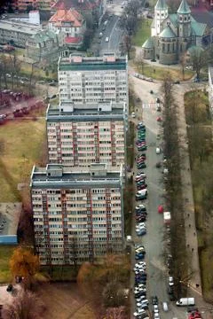 Three blocks of flats Stock Photos
