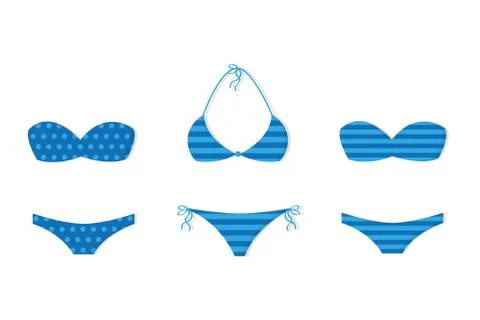 Three blue bikinis with different patterns Stock-Illustration