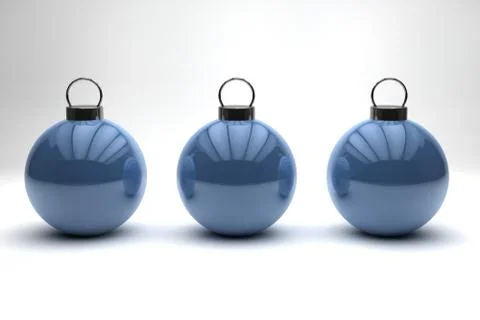 Three blue christmas baubles Stock Illustration