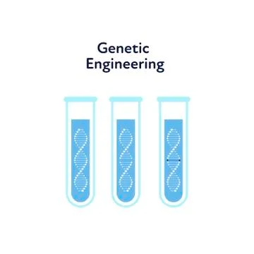 Three blue color testing tubes symbolising change of dna Stock Illustration
