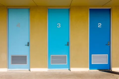 Three Blue Doors Stock Photos