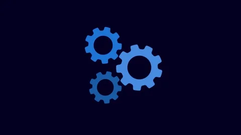 Three Blue Gears Interlocking on a Dark Blue animation Background cogwheels.. Stock Footage 321792796