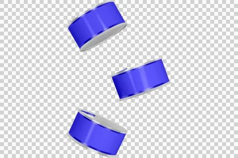 Three blue party streamers falling against a white background Stock Illustration