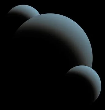 Three blue planet in the night diagonal down Stock Illustration
