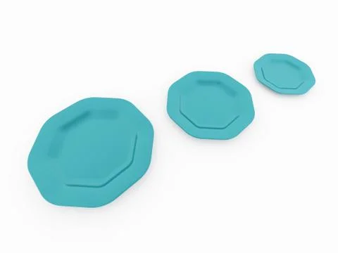 Three blue plates on white background Stock Illustration