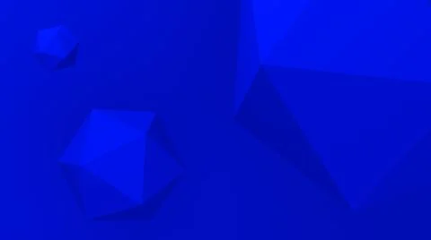 Three blue polyhedrons, blue background. 3d render. Stock Illustration