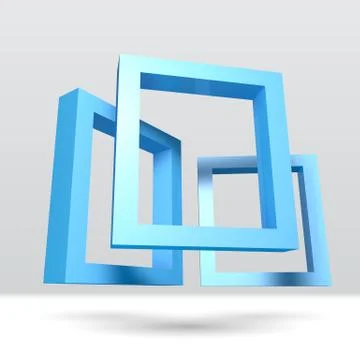 Three blue rectangular 3D frames 스톡 일러스트