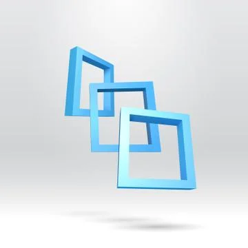 Three blue rectangular 3D frames Illustrazione stock